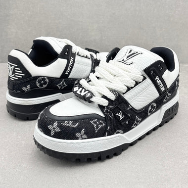 Louis Vuitton Denim Monogram Maxi Trainer Black White