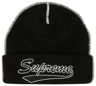 Supreme Knit Beanie Black White