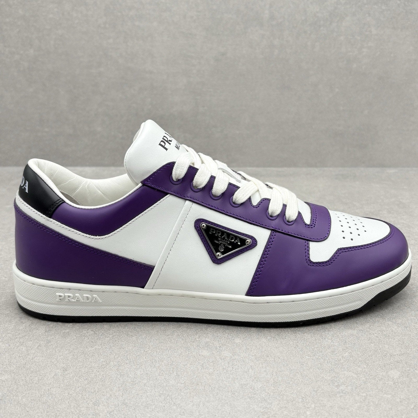 Prada Downtown Leather Sneakers ' White Purple ' | Size 10 UK (11 US)