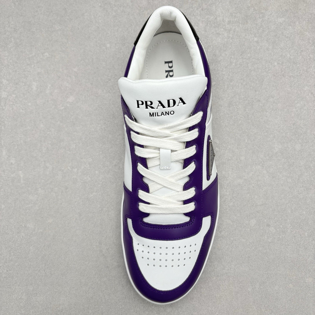 Prada Downtown Leather Sneakers ' White Purple ' | Size 10 UK (11 US)