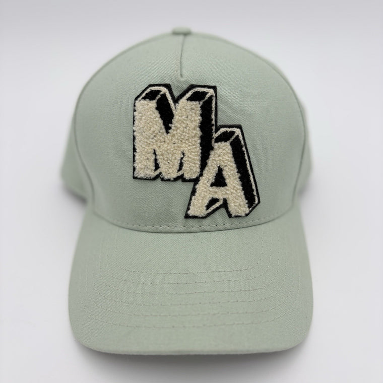 Chenille MA Patch Canvas Hat Frosty Green — photo 4