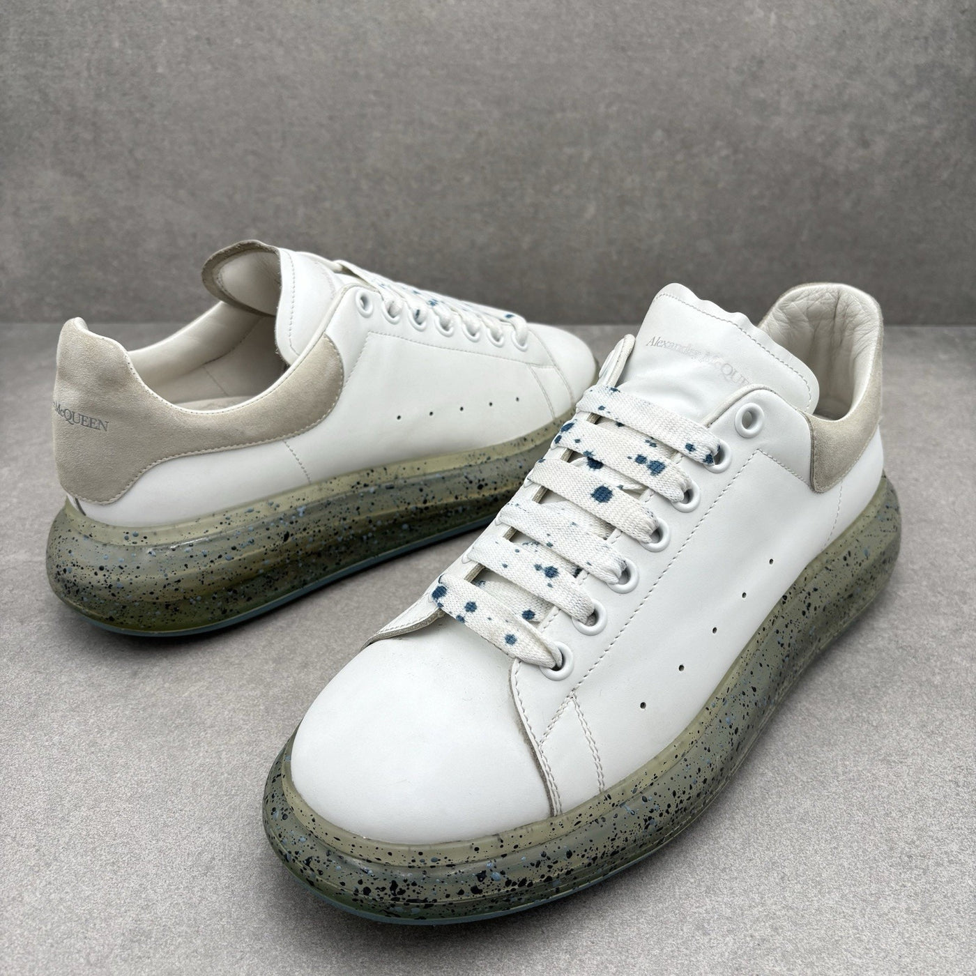 Size 44 (11 US) Alexander McQueen Clear Sole ' Splatter Blue ' | GREAT CONDITION