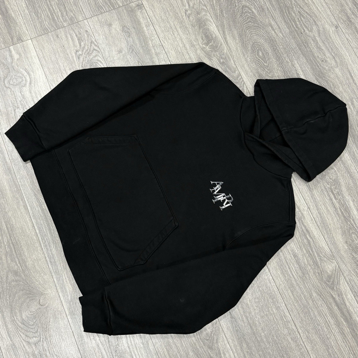 Staggered Logo Hoodie Black Silver — photo 7