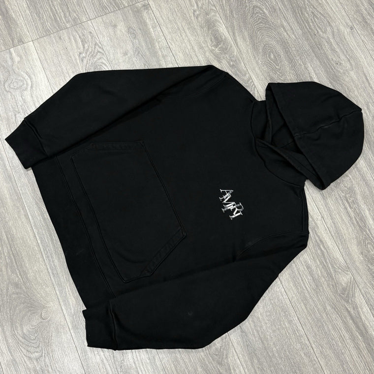 Staggered Logo Hoodie Black Silver — photo 7