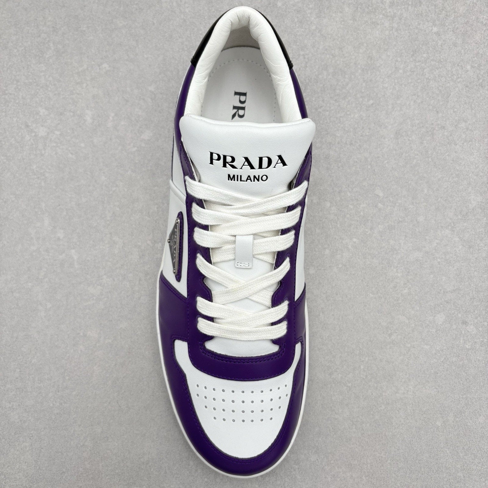 Prada Downtown Leather Sneakers ' White Purple ' | Size 10 UK (11 US)