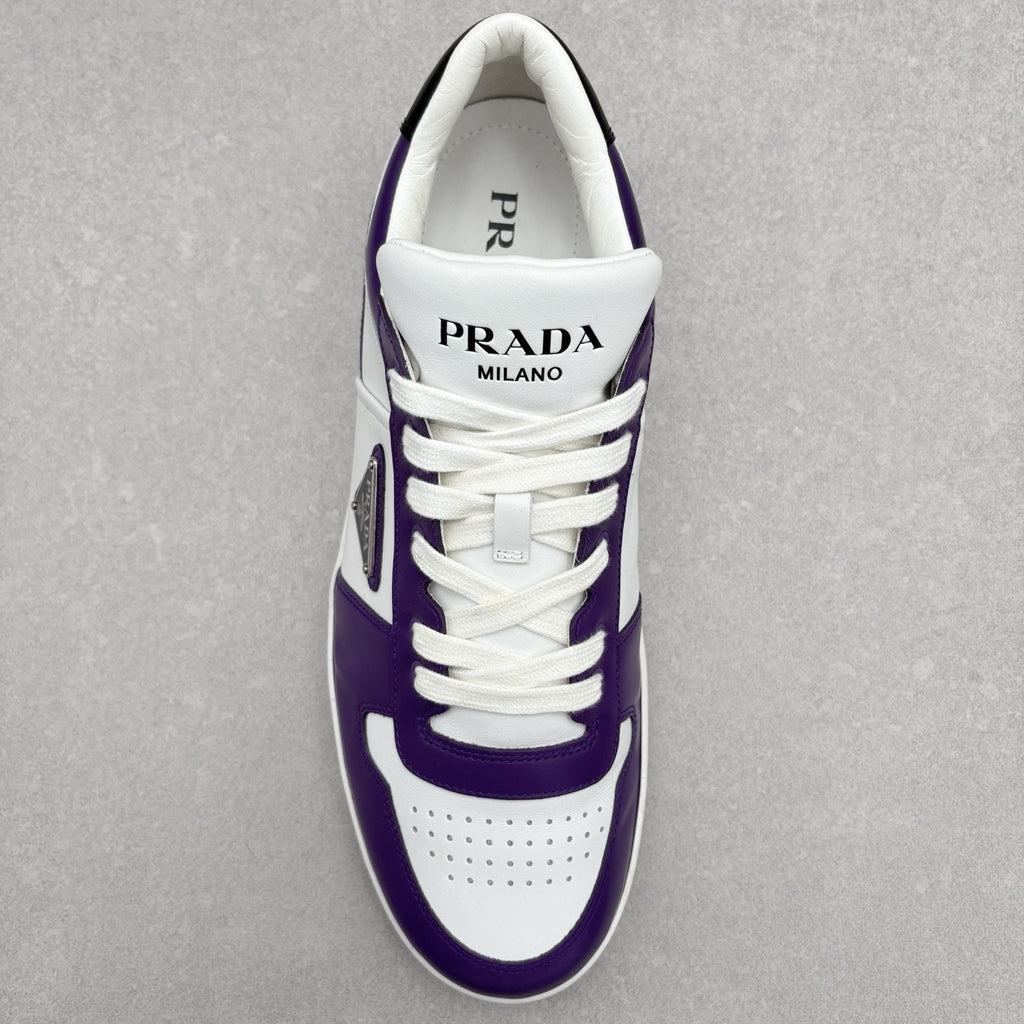 Prada Downtown Leather Sneakers ' White Purple ' | Size 10 UK (11 US)