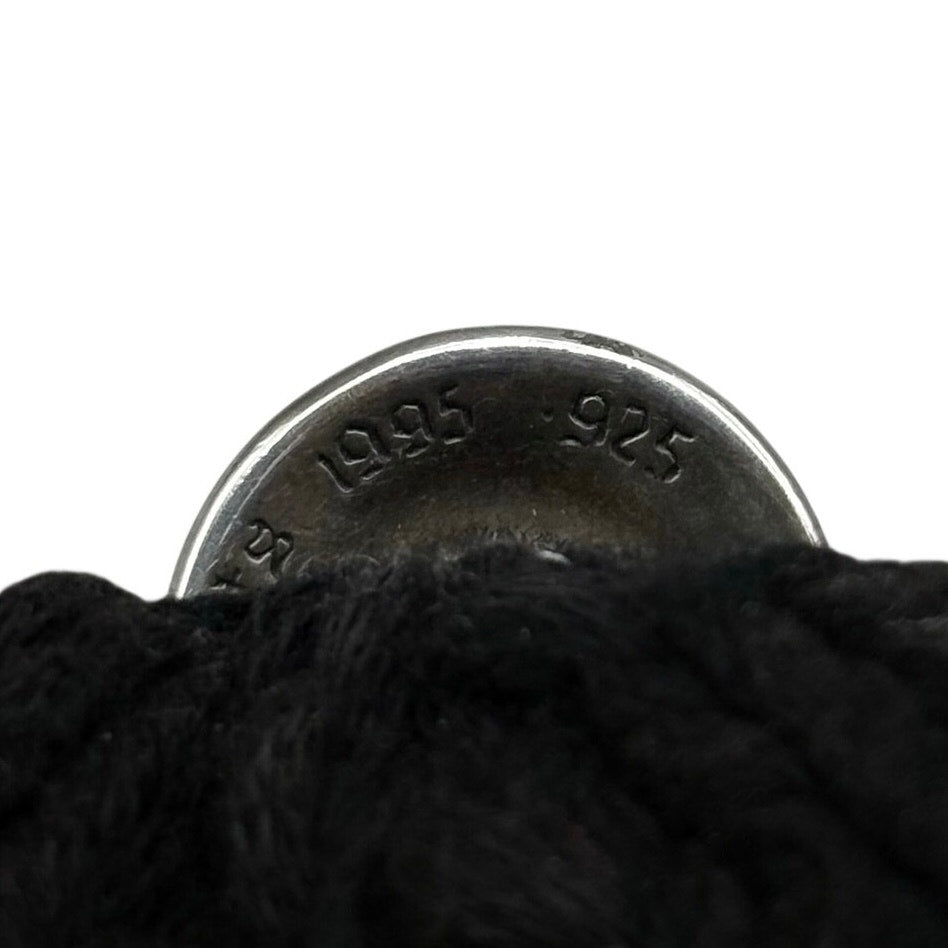 Leather Cross Patch Cable Knit Beanie Black — photo 8