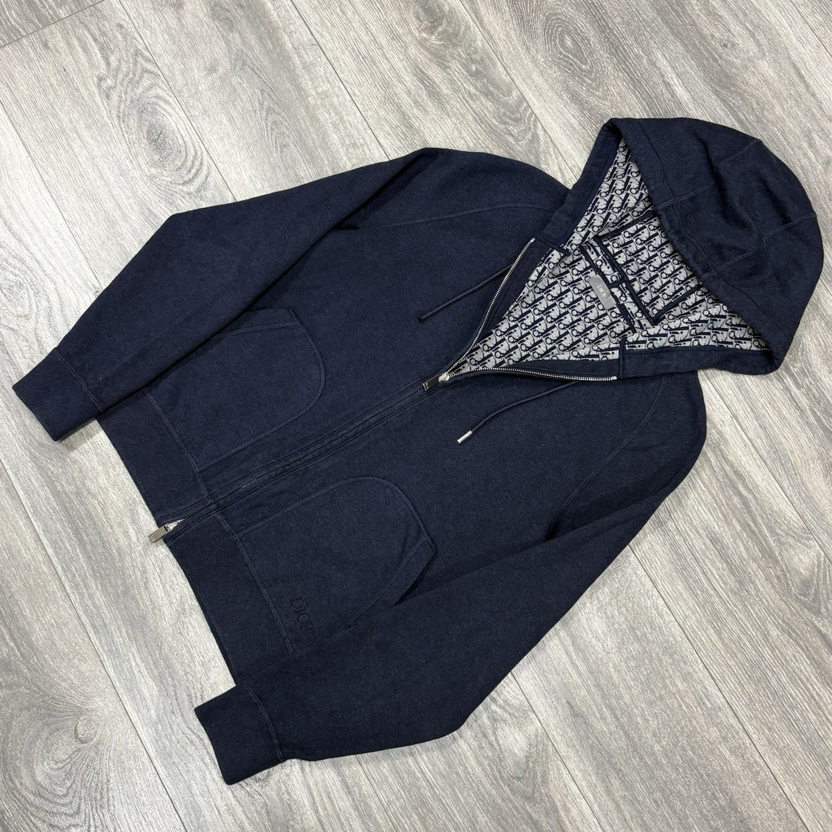 Cashmere Oblique Lining Hoodie Navy — photo 3