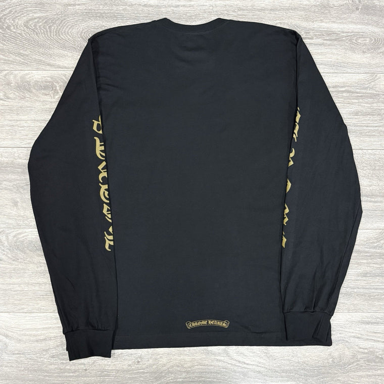 Neck & Vertical Logo Long Sleeve T-Shirt Black Green — photo 7