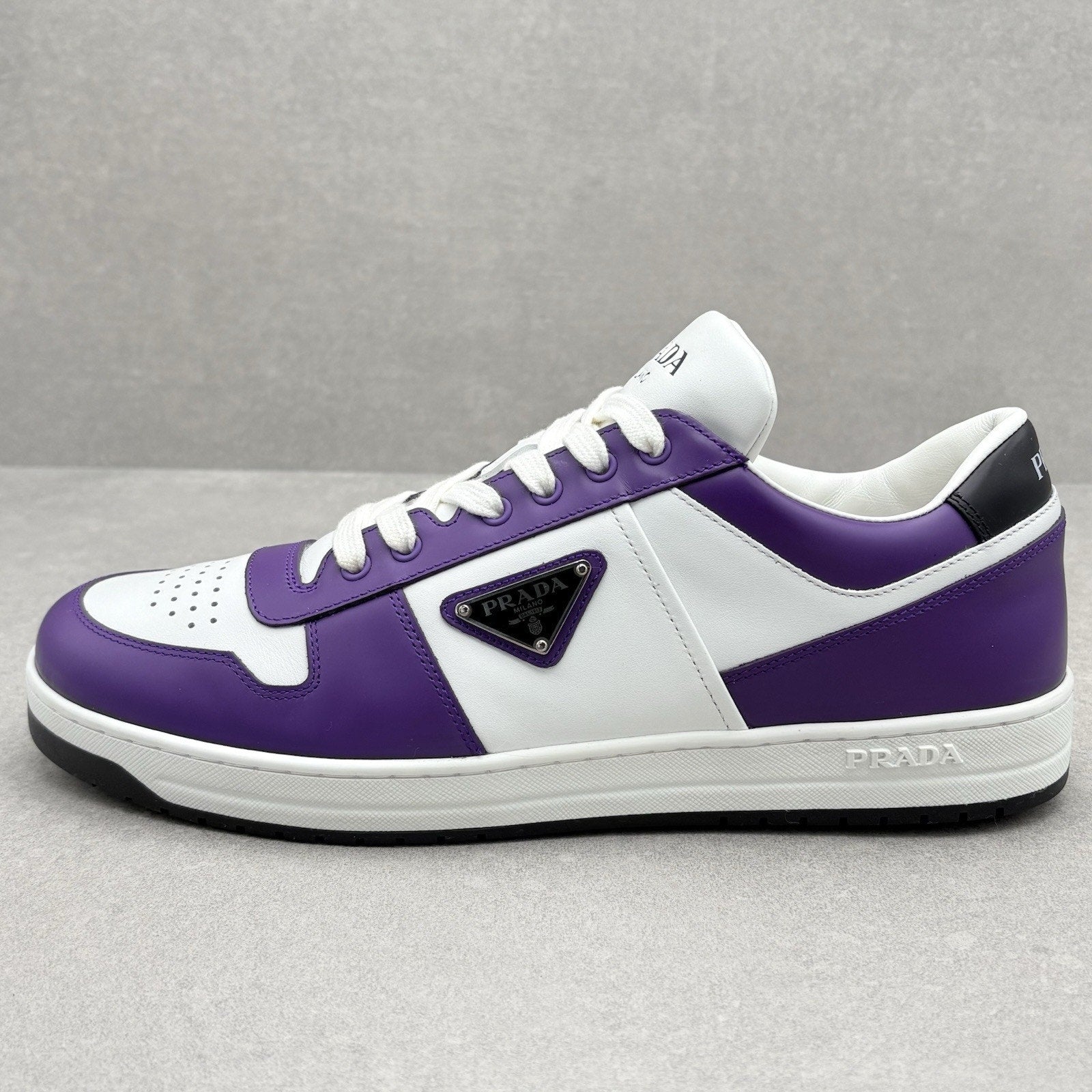 Prada Downtown Leather Sneakers ' White Purple ' | Size 10 UK (11 US)