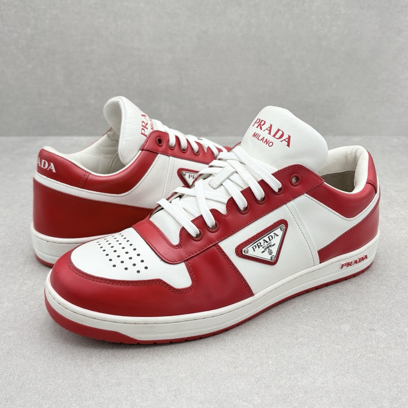 Downtown Leather Sneakers White Lacquer Red