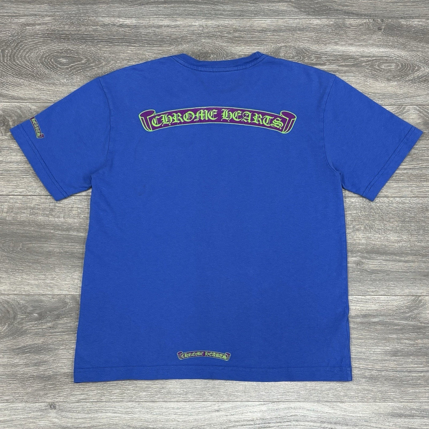Scroll Label Pocket T-Shirt Blue Purple Green