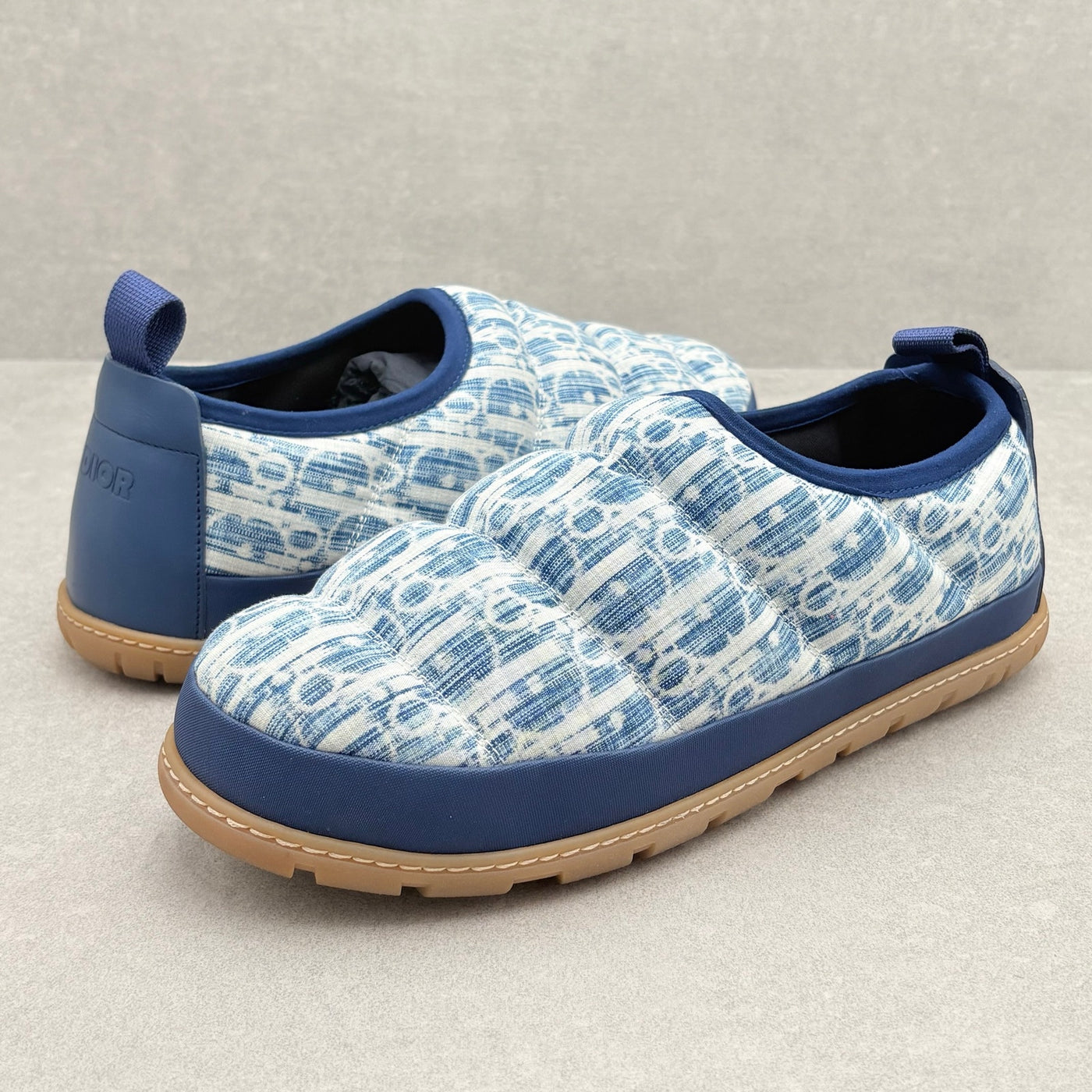 WORN ONCE! Dior Oblique Quilted Snow Puffer Slipper Blue
