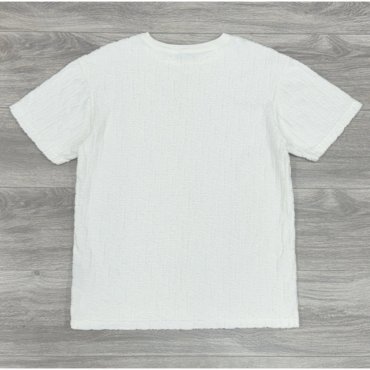 Relaxed Fit Oblique Terry Cotton Jacquard T-Shirt White — photo 2