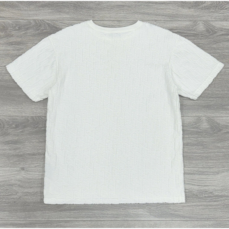 Relaxed Fit Oblique Terry Cotton Jacquard T-Shirt White — photo 2