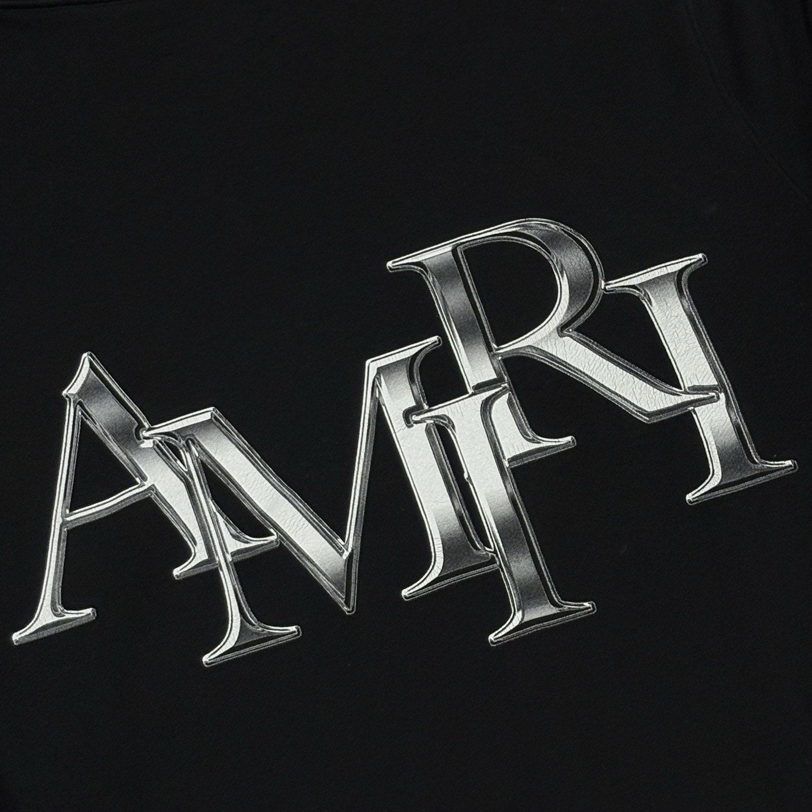 Amiri Staggered Logo Hoodie ' Black Silver ' | Size XL