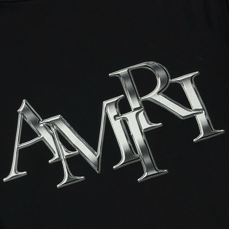 Staggered Logo Hoodie Black Silver — photo 4