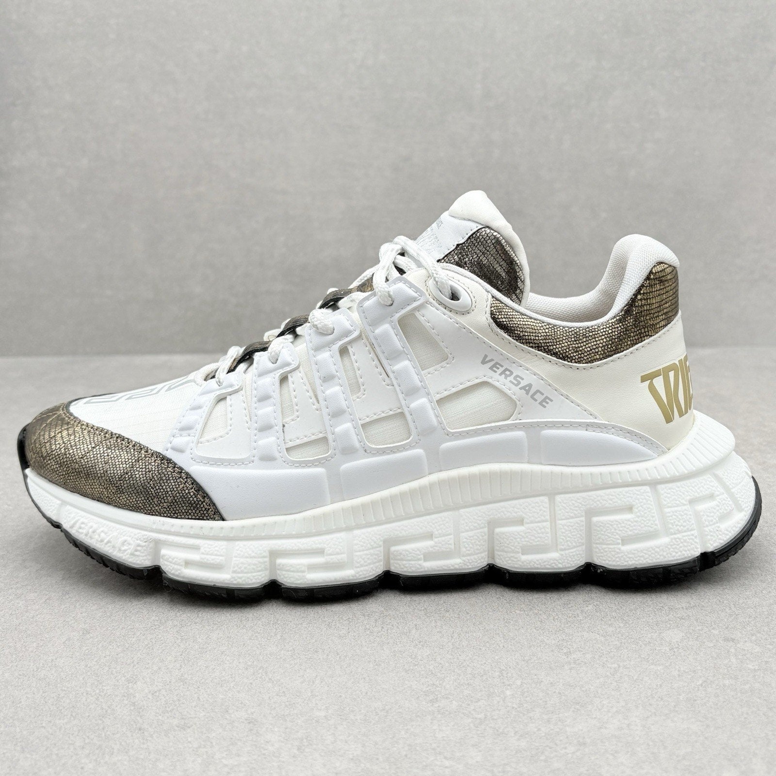 Versace Trigreca Sneakers ' White Gold ' | Size 41.5 (8.5 US)
