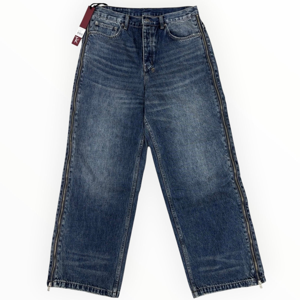 Denim Baggy Jeans With Zippers