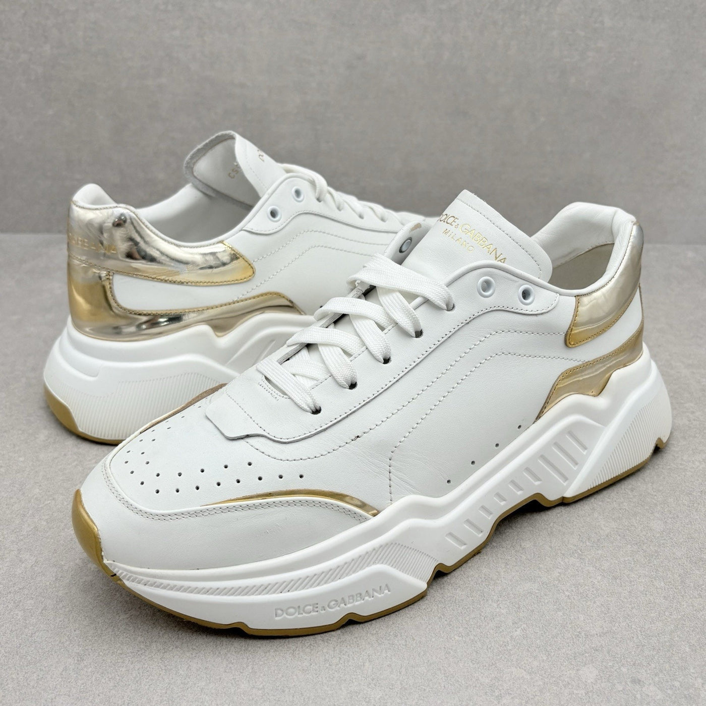 Dolce & Gabbana Daymaster Leather Sneaker White Gold