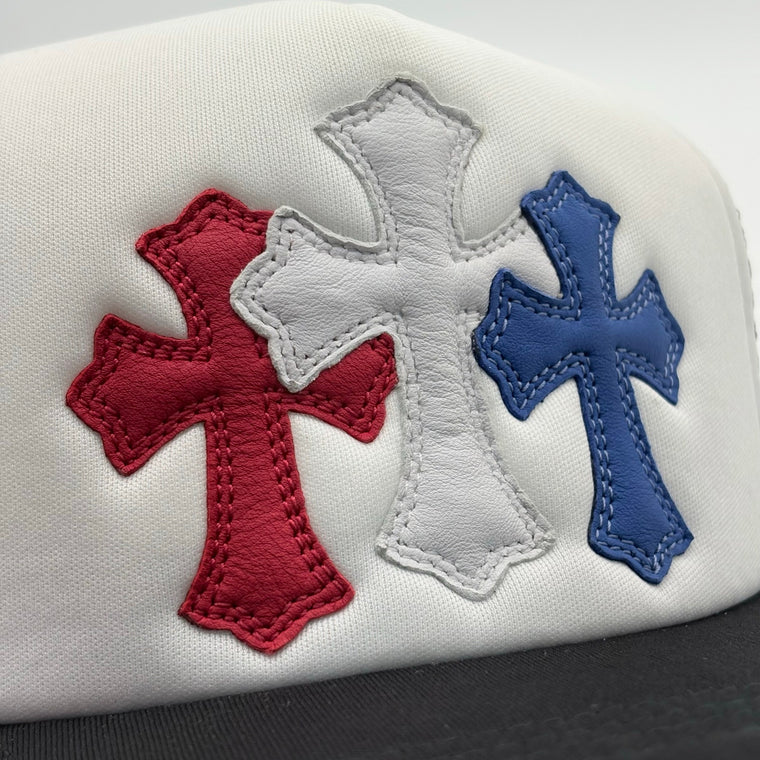 Triple Cross Trucker Hat Red White Blue — photo 4