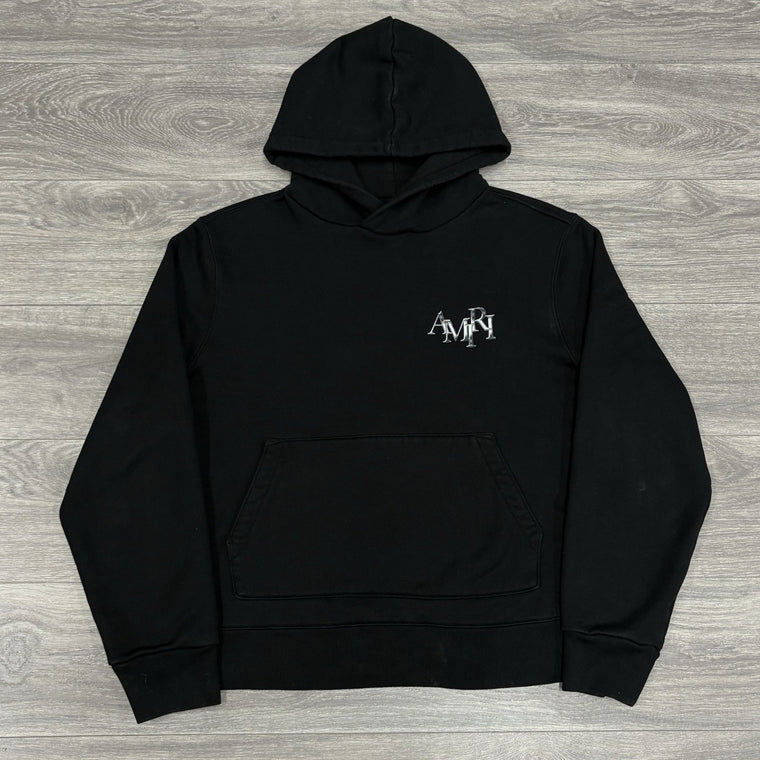 Staggered Logo Hoodie Black Silver — photo 5