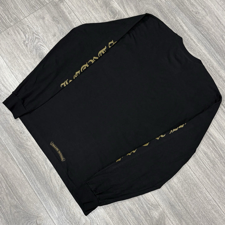 New! Chrome Hearts Neck & Vertical Logo Long Sleeve Shirt Black Green Size M — photo 8