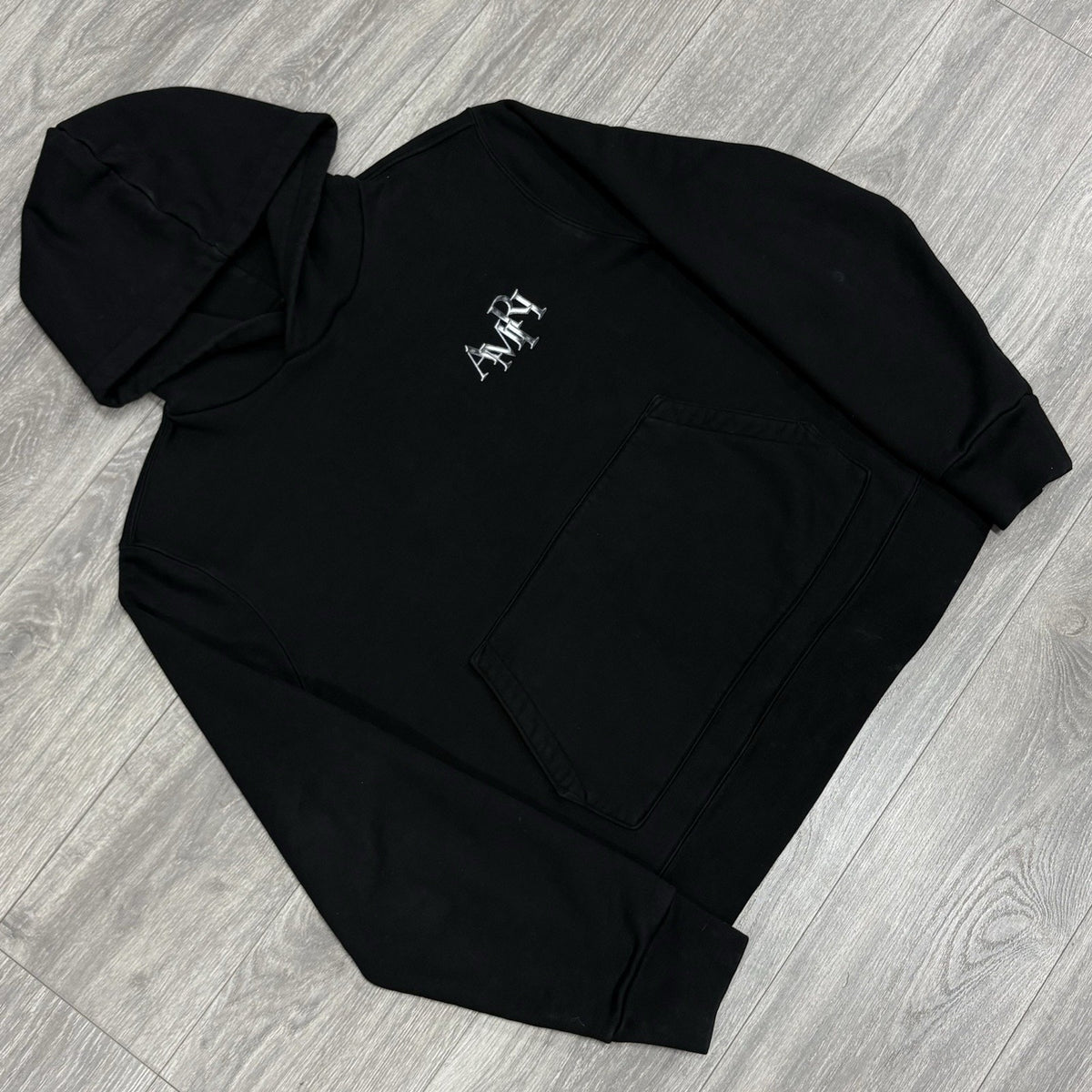 Staggered Logo Hoodie Black Silver — photo 6