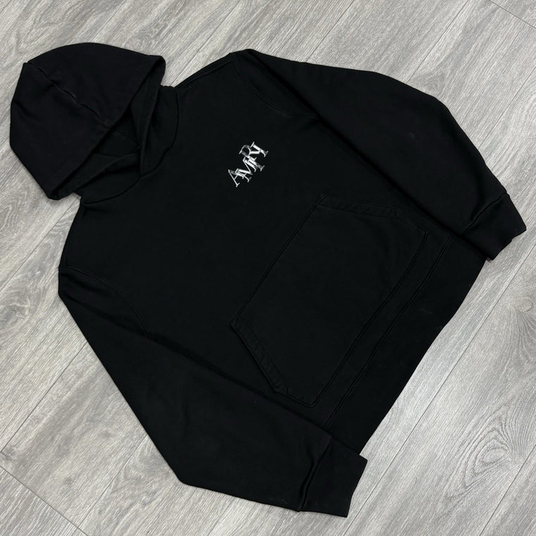 Staggered Logo Hoodie Black Silver — photo 6