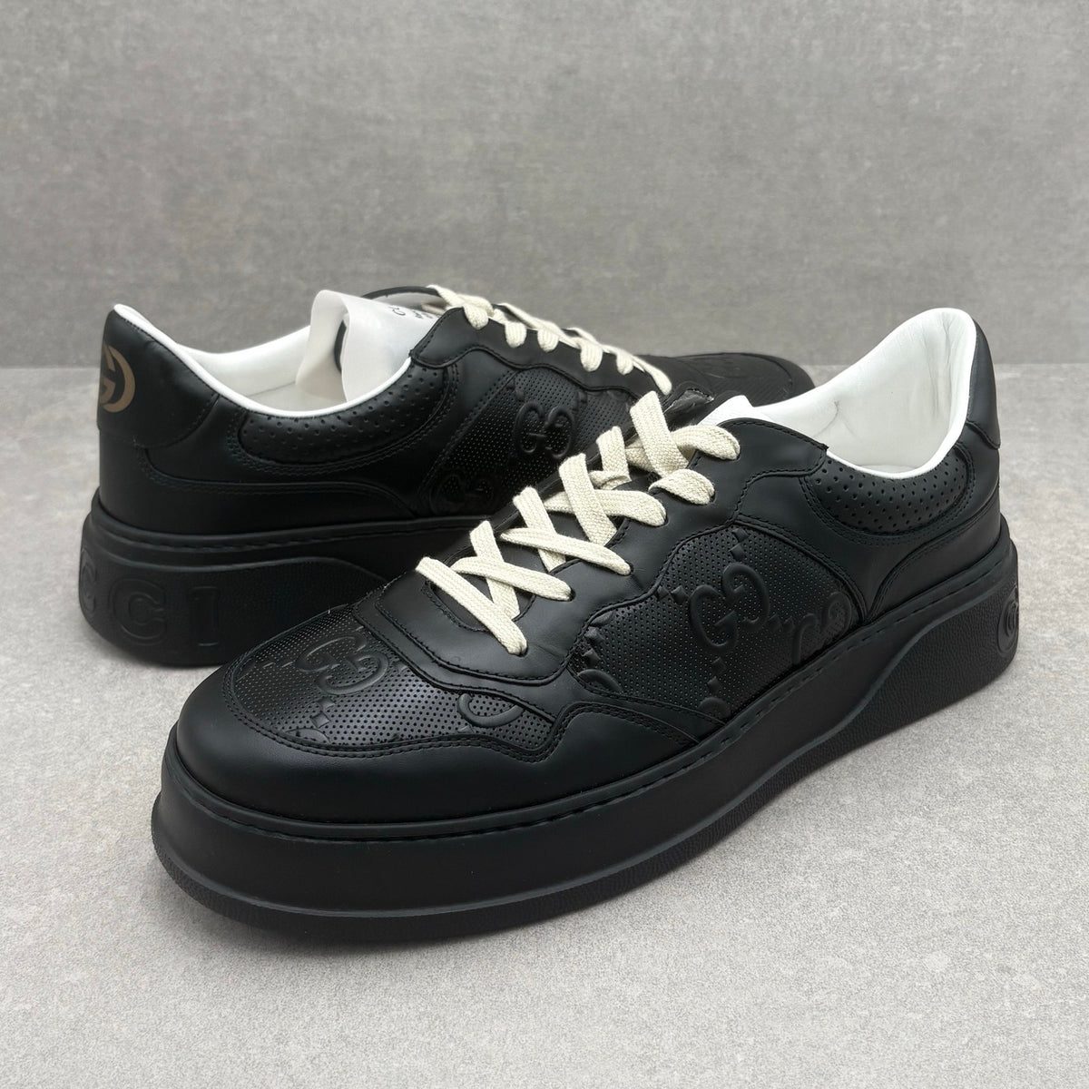 GG Embossed Leather Sneaker Black