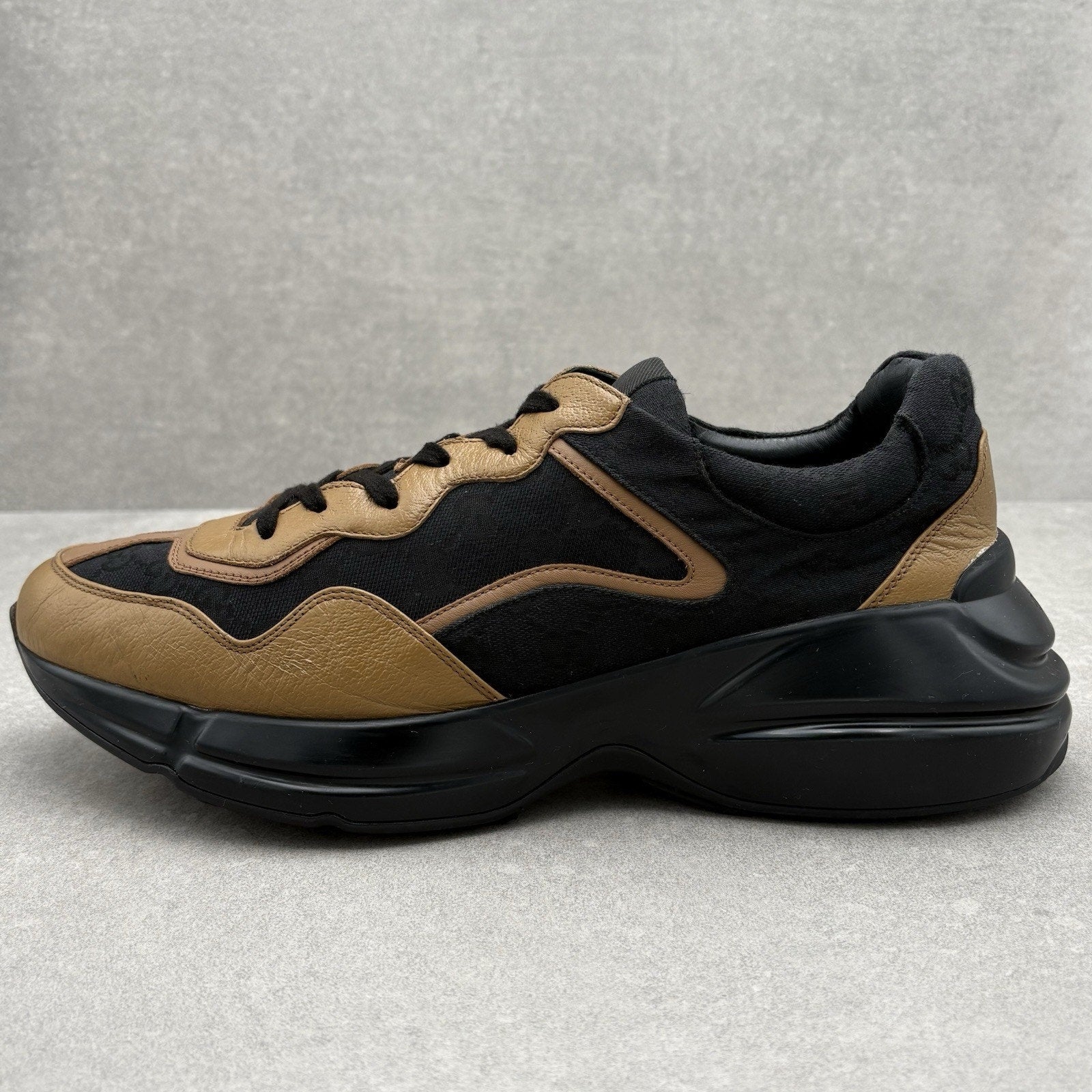 Gucci Rhyton ' Maxi GG Supreme ' Black Khaki Beige ' | Size 12 G (12.5 US)