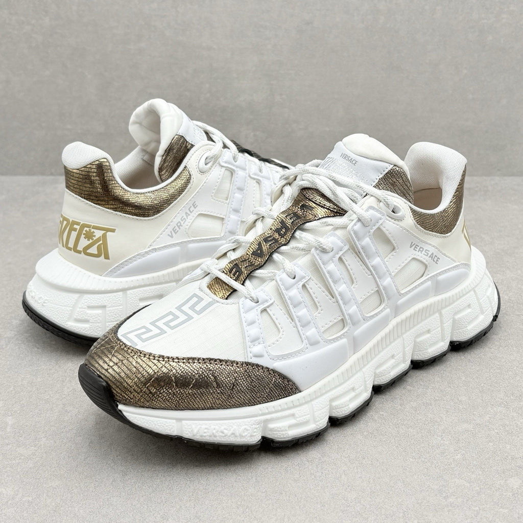 Versace Trigreca Sneakers ' White Gold ' | Size 41.5 (8.5 US)