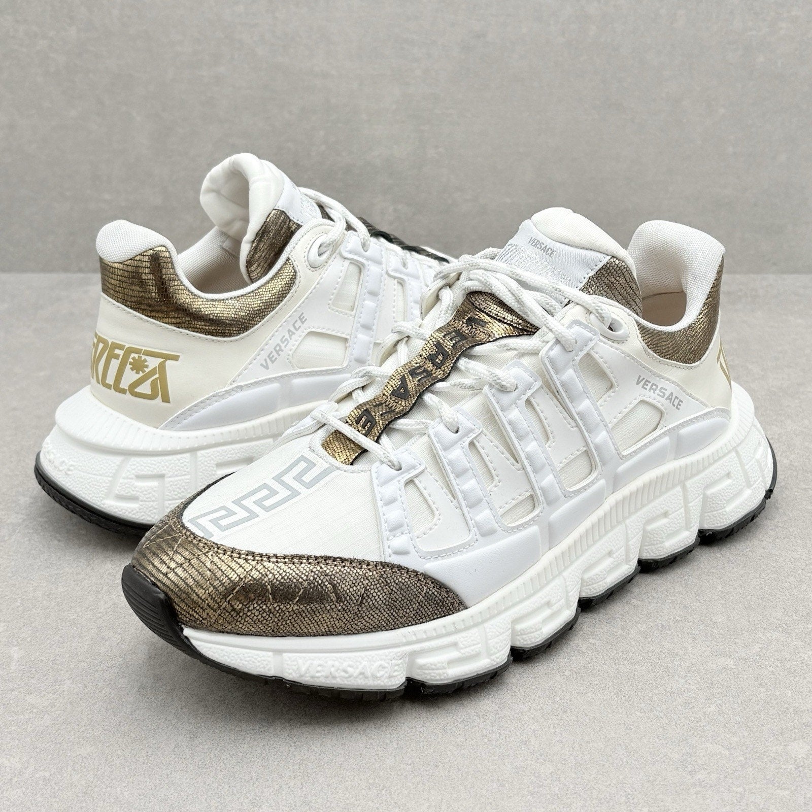 Versace Trigreca Sneakers ' White Gold ' | Size 41.5 (8.5 US)