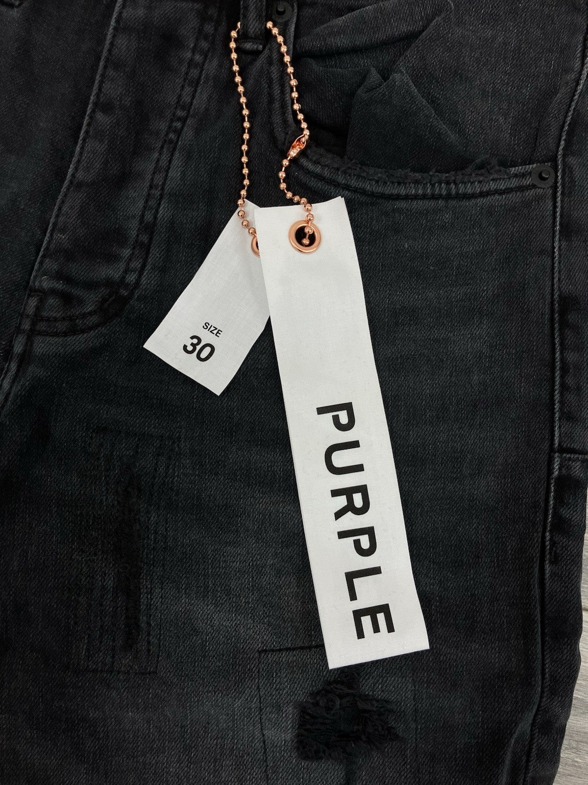 Size 32 - Purple Brand Drop Fit Mid Rise Skinny Jeans ' Black Repair ' | NEW!