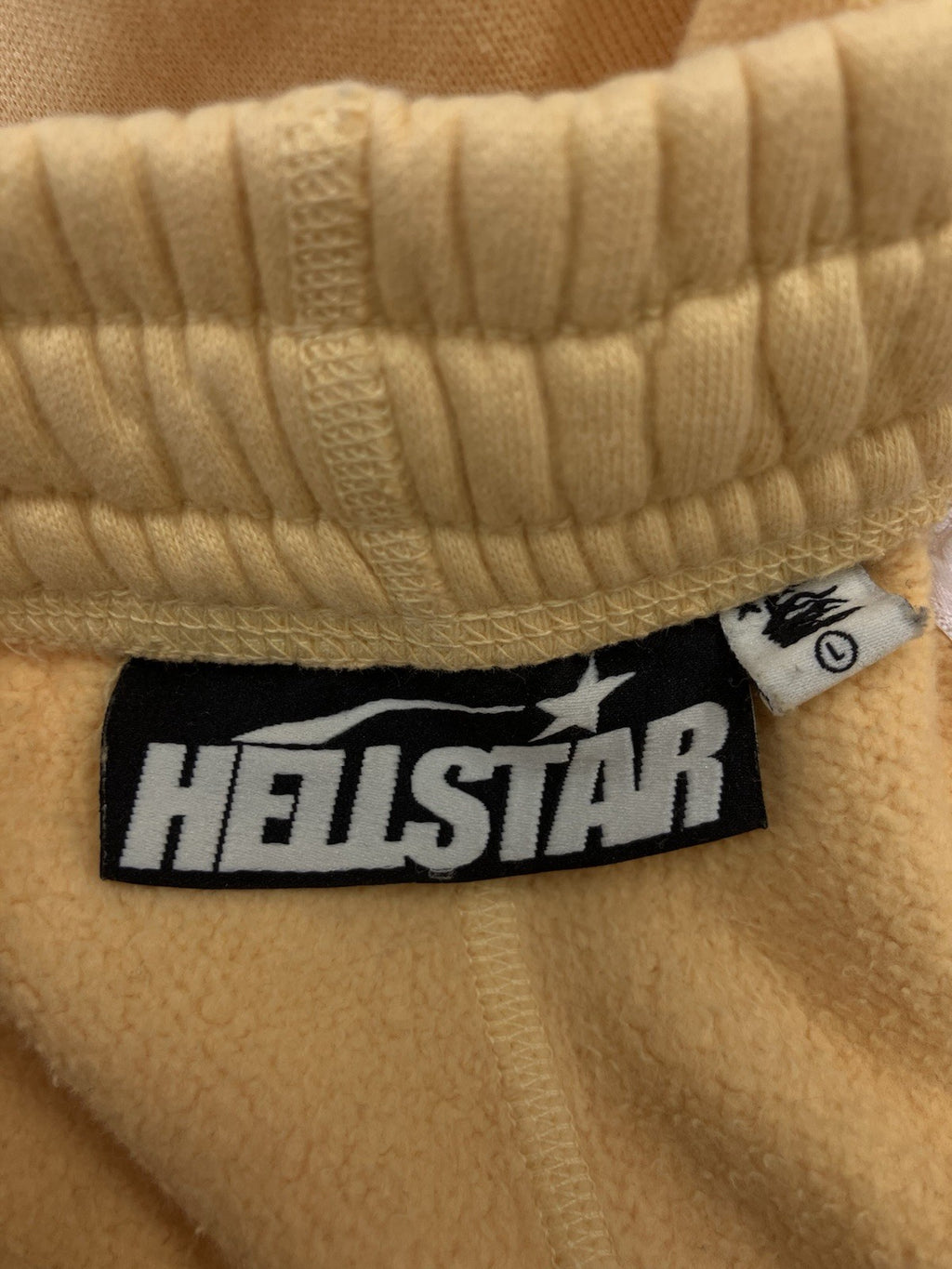 Size Large - Hellstar Sweatpants Mens Yellow Fleece Lined Sportswear | GOOD COND