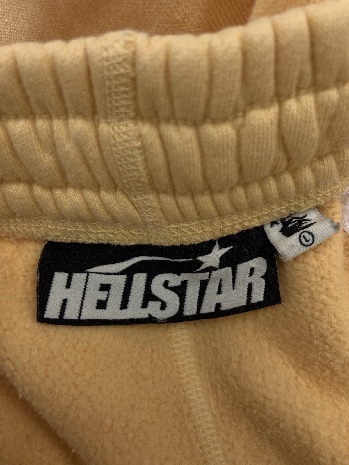 Size Large - Hellstar Sweatpants Mens Yellow Fleece Lined Sportswear | GOOD COND