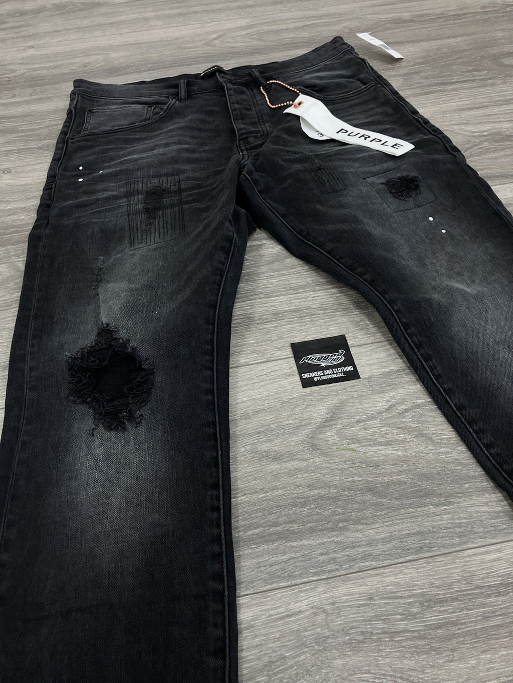 Size 30 - Purple Brand Drop Fit Mid Rise Skinny Jeans ' Black Repair ' | NEW!