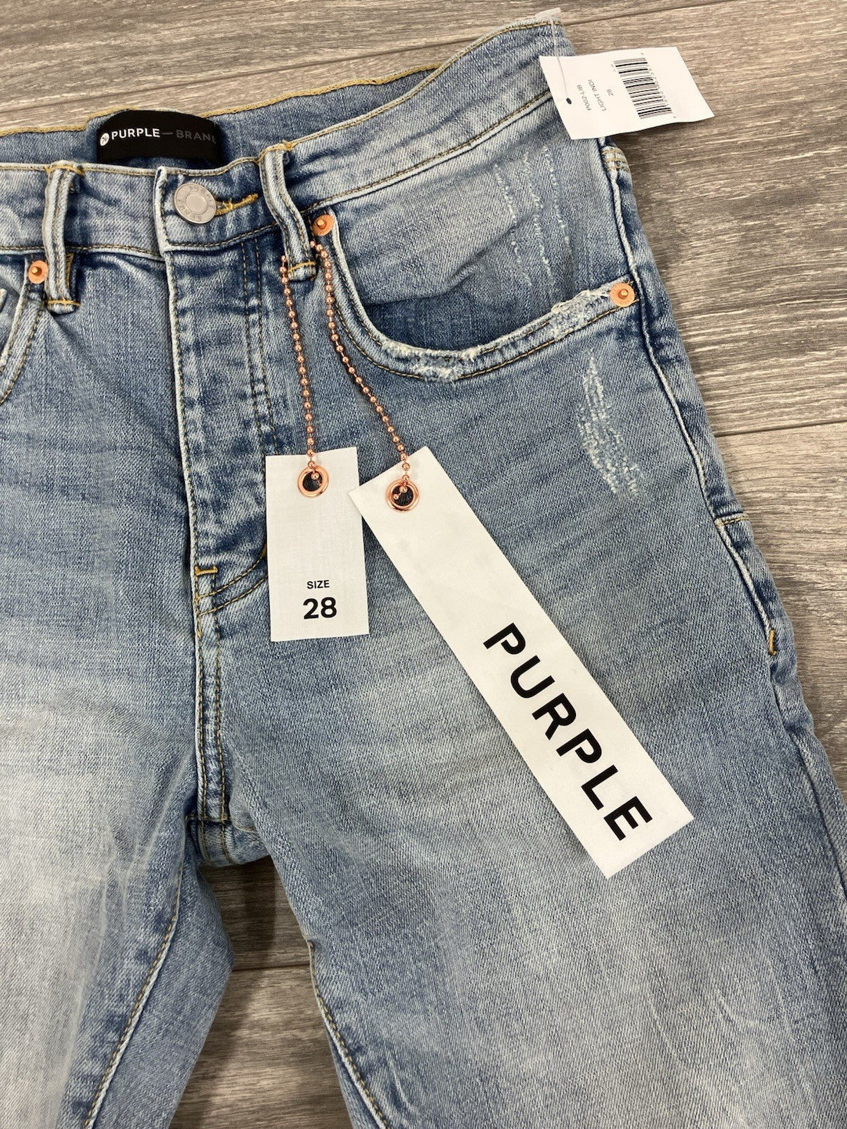 Size 28 - Purple Brand ' Light Indigo ' | Ripped-Knee | BRAND NEW!