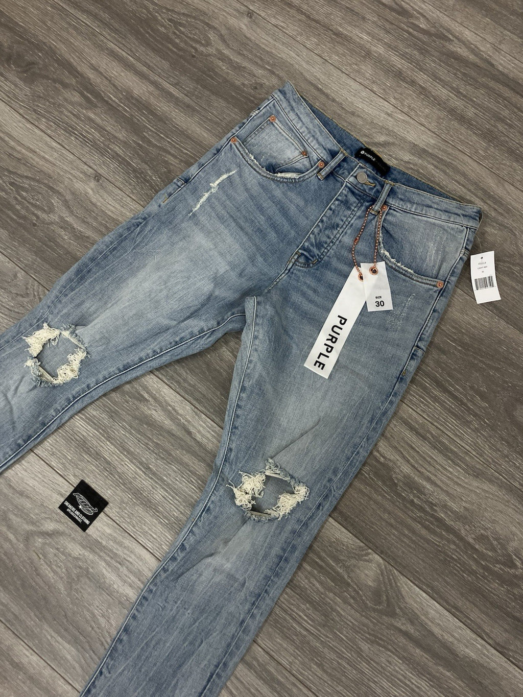 Size 28 - Purple Brand ' Light Indigo ' | Ripped-Knee | BRAND NEW!