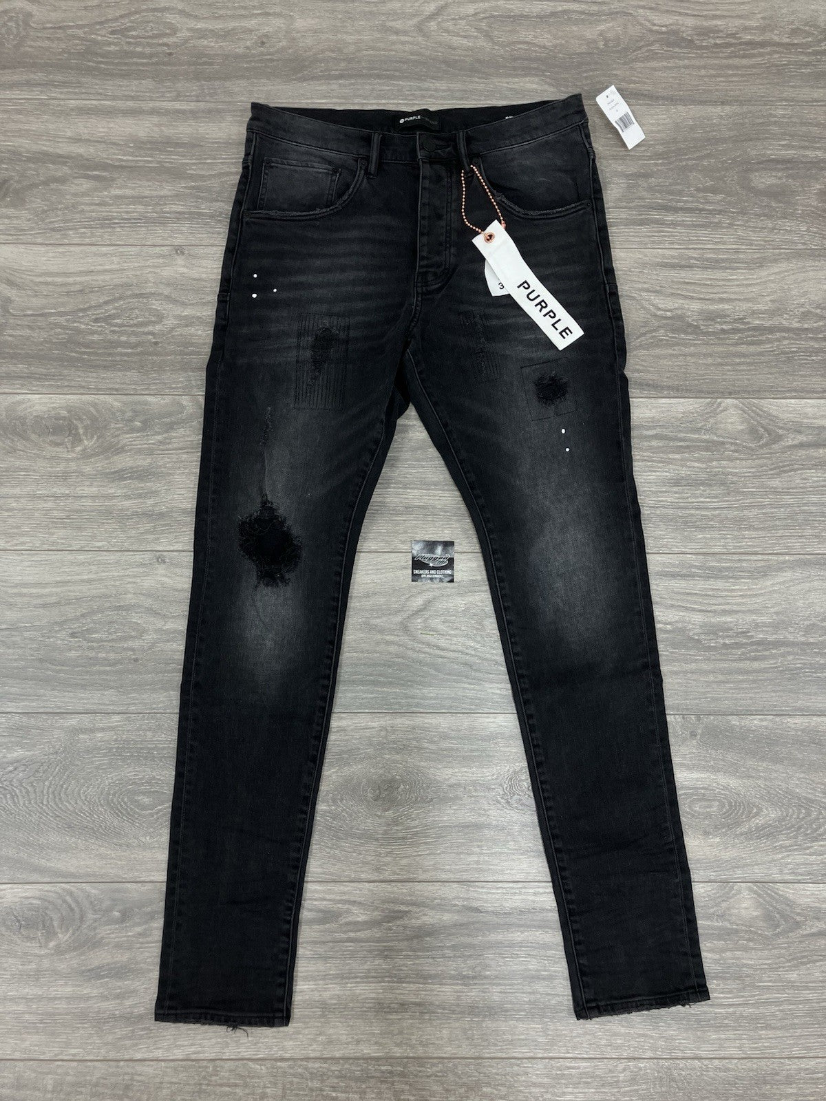 Size 30 - Purple Brand Drop Fit Mid Rise Skinny Jeans ' Black Repair ' | NEW!