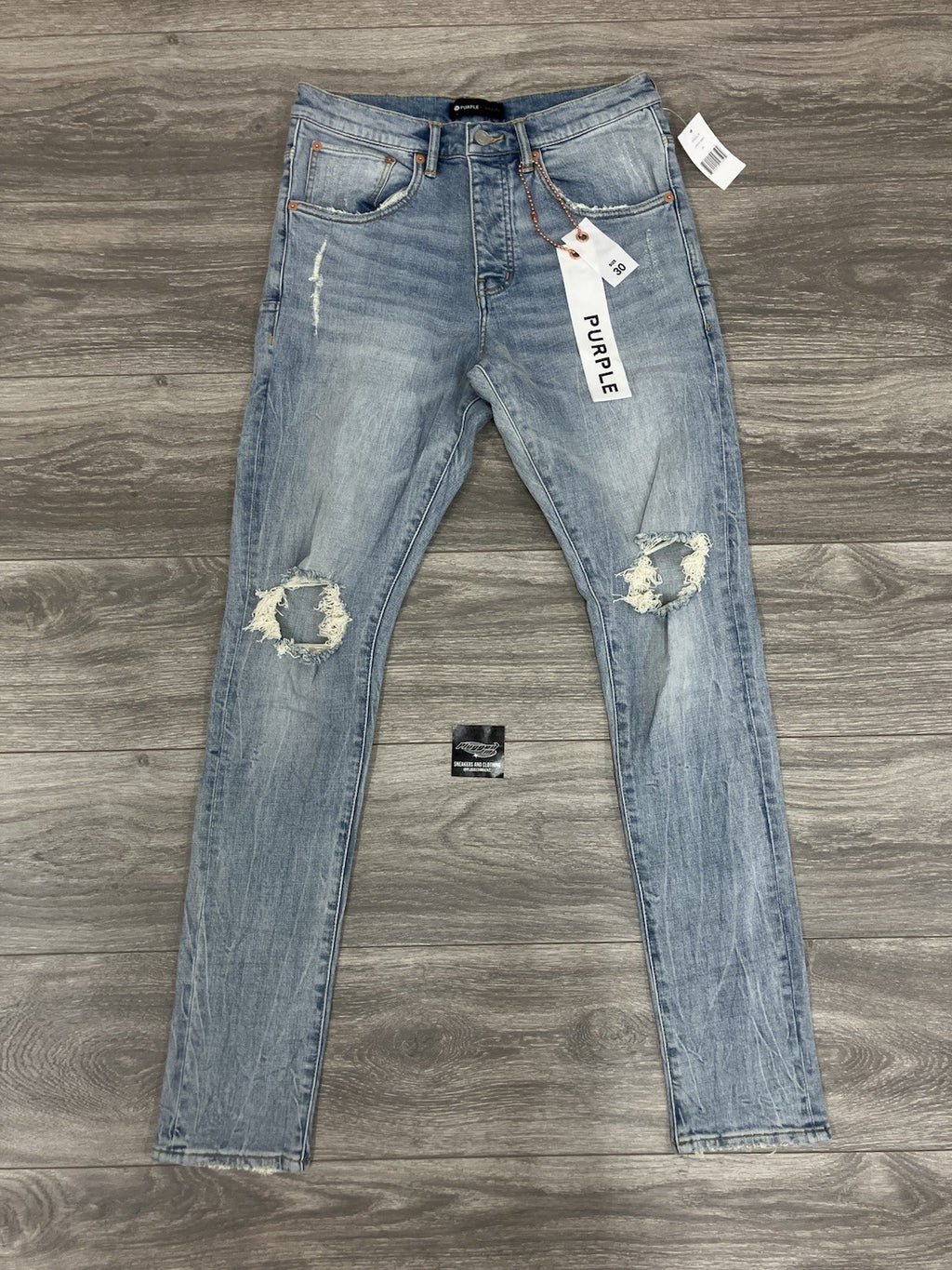 Size 28 - Purple Brand ' Light Indigo ' | Ripped-Knee | BRAND NEW!