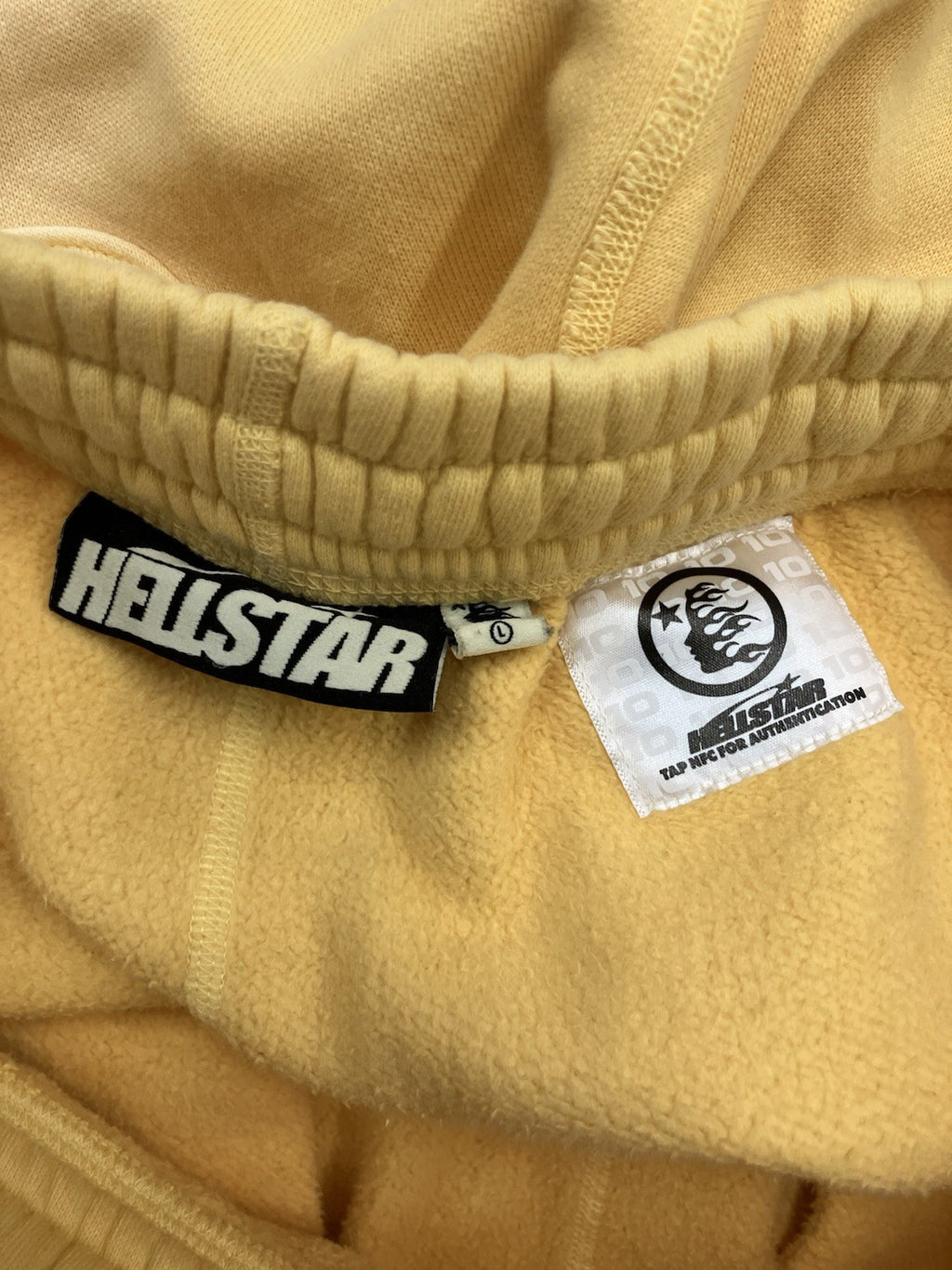 Size Large - Hellstar Sweatpants Mens Yellow Fleece Lined Sportswear | GOOD COND