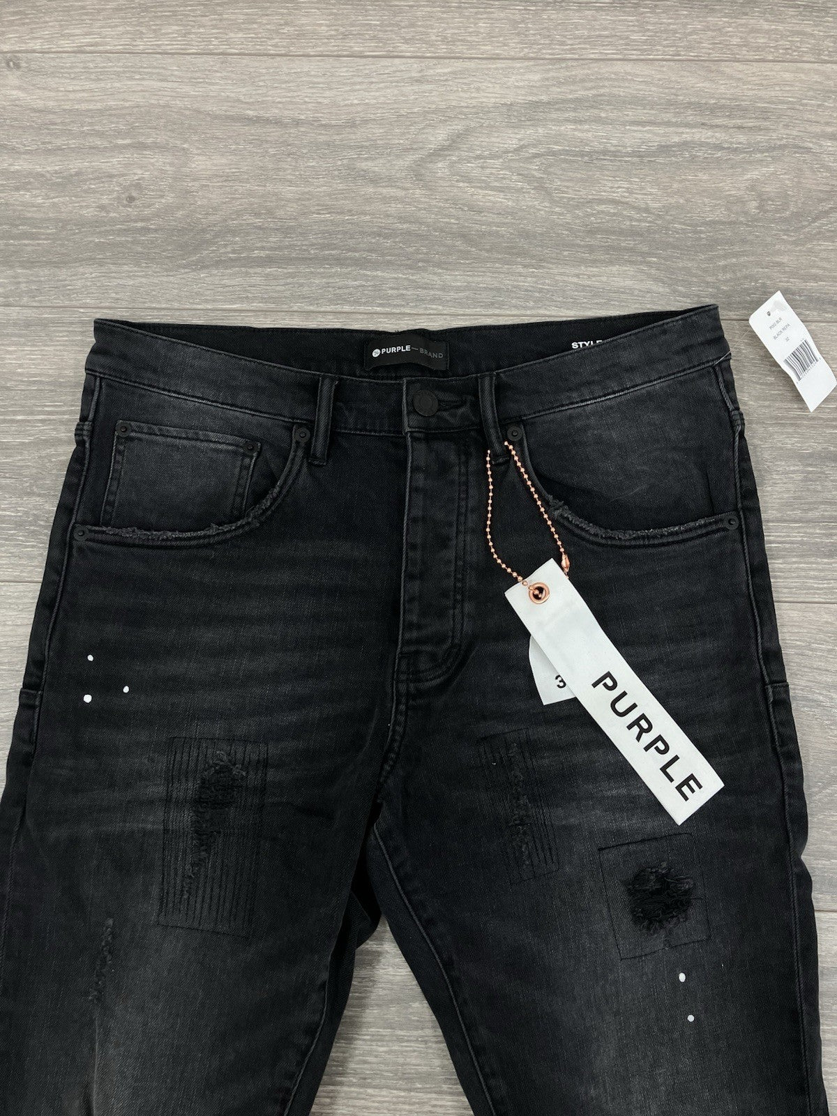 Size 30 - Purple Brand Drop Fit Mid Rise Skinny Jeans ' Black Repair ' | NEW!